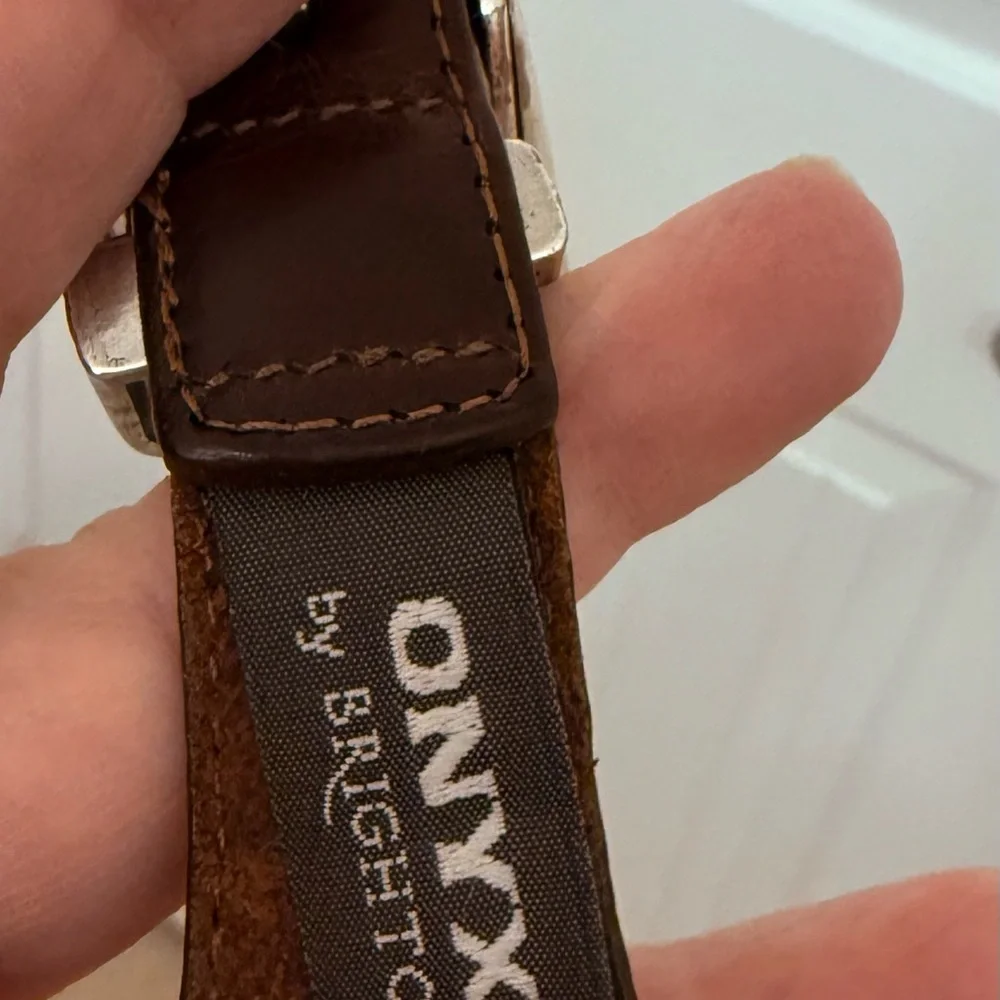 Brighton Brown Leather Belt with Silver golfers men's sz 42